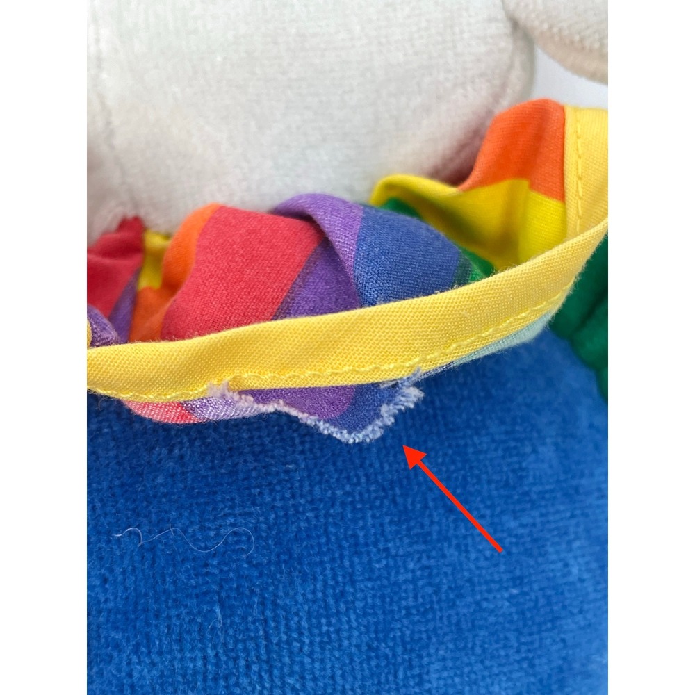 Eden Gray Elephant Clown Plush Rattle Blue Yellow‎ Hat Patchwork Primary Colors - Picture 4 of 4